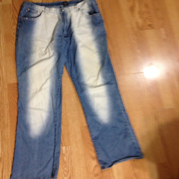 Moto Blue Denim - Faded Leg Plus Size Jeans